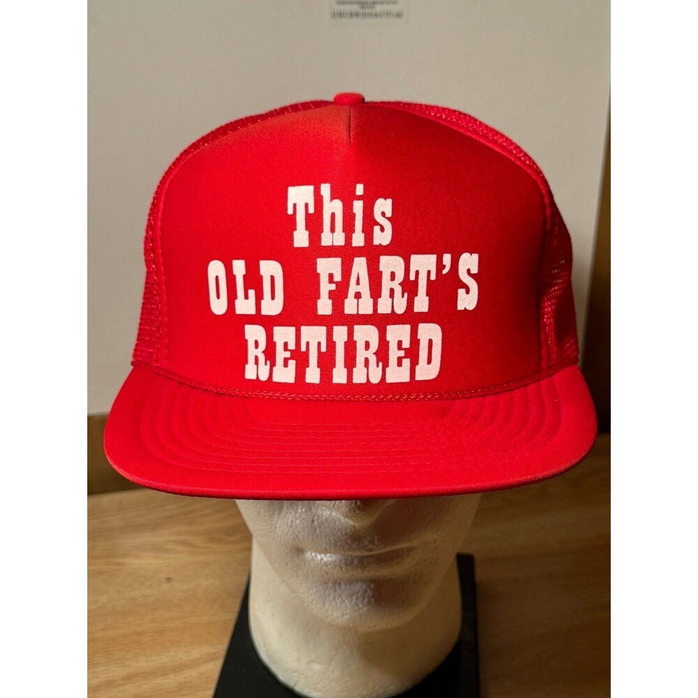 Vintage “This Old Fart’s Retired” Funny Retro Trucker‎ Mesh Snapback Hat